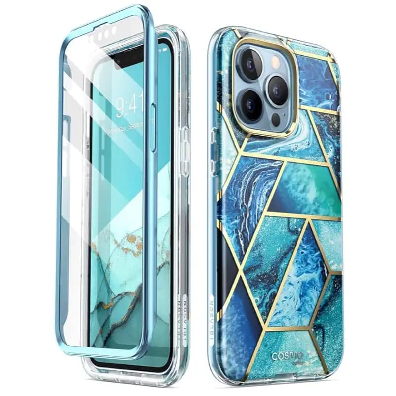 i-Blason Cosmo Series Case for iPhone 13 Pro 6.1 inch (2021 Release), Slim Full-Body Stylish Protective Case with Built-in Screen Protector,Marble