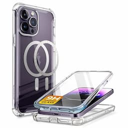 i-Blason Ares Designed for iPhone 14 Pro Case 6.1 inch (2022 Release), Dual Layer Rugged Clear Bumper Case with Built-in Screen Protector (Clear MagSafe+Glass)Clear