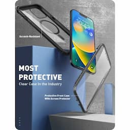 i-Blason Ares Series Clear Case for iPhone 14 Plus, 6.7 Inch (2023) with built-in Screen Protector and MagSafe Compatible,Black