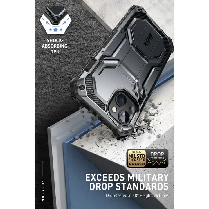 i-Blason Armorbox Series Case for iPhone 14 Plus (2022), 6.7 Inch, Built-in Screen Protector Full-Body Rugged Holster Case,Black