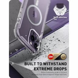 i-Blason Ares Designed for iPhone 14 Pro Case Compatible with MagSafe 6.1 inch (2022), Dual Layer Rugged Clear Bumper Case with Built-in Tempered Glass Screen Protector - Clear MagSafe+Glass, Clear