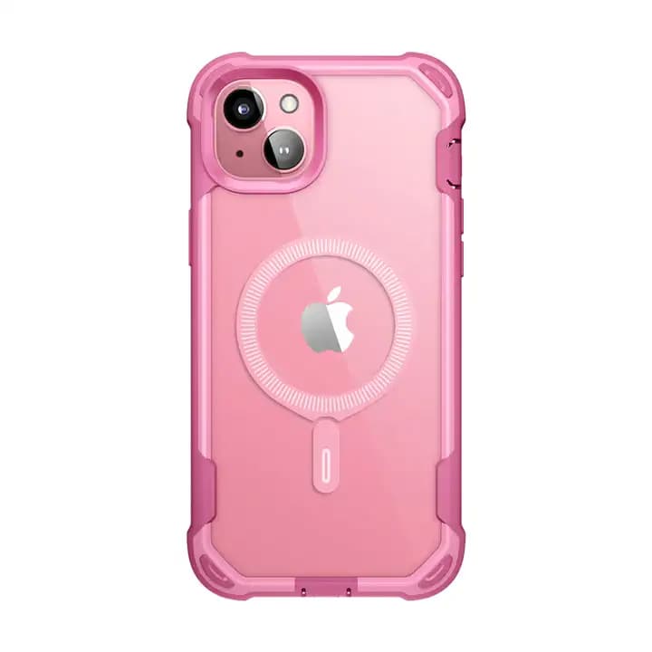 i-Blason Ares Series Clear Case for iPhone 15/14/13, 6.1 Inch with built-in Screen Protector and MagSafe Compatible,Cerise
