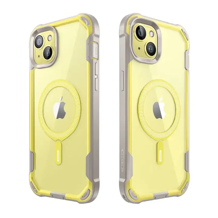 i-Blason Ares Series Clear Case for iPhone 15/14/13, 6.1 Inch with built-in Screen Protector and MagSafe Compatible,Yellow