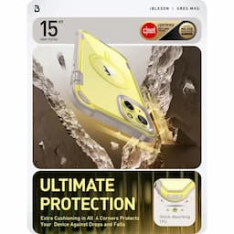 i-Blason Ares Series Clear Case for iPhone 15/14/13, 6.1 Inch with built-in Screen Protector and MagSafe Compatible,Yellow