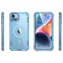 i-Blason Ares Series Clear Case for iPhone 15/14/13, 6.1 Inch with built-in Screen Protector and MagSafe Compatible,Blue
