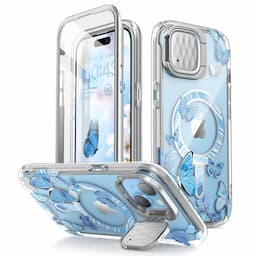 i-Blason Cosmo Series Case for iPhone 15/14//13, 6.1 Inch, with built-in Screen Protector&Magsafe Compatible&Camera Cover,Bluefly