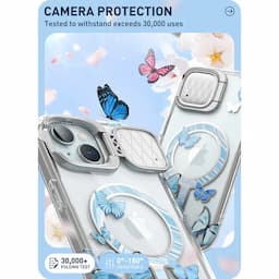 i-Blason Cosmo Series Case for iPhone 15/14//13, 6.1 Inch, with built-in Screen Protector&Magsafe Compatible&Camera Cover,Bluefly