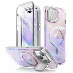 i-Blason Cosmo Series Case for iPhone 15/14//13, 6.1 Inch, with built-in Screen Protector&Magsafe Compatible&Camera Cover,Pink Laser