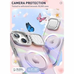 i-Blason Cosmo Series Case for iPhone 15/14//13, 6.1 Inch, with built-in Screen Protector&Magsafe Compatible&Camera Cover,Pink Laser