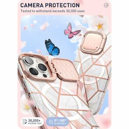 i-Blason Cosmo Series Case for iPhone 15 Pro, 6.1 Inch (2023) with built-in Screen Protector&Magsafe Compatible&Camera Cover,Marble