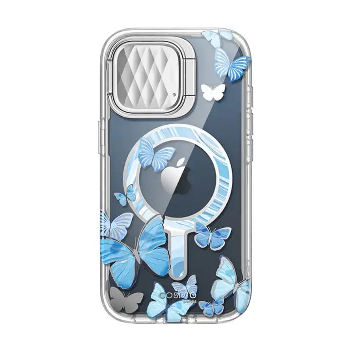 i-Blason Cosmo Series Case for iPhone 15 Pro, 6.1 Inch (2023) with built-in Screen Protector&Magsafe Compatible&Camera Cover,Bluefly