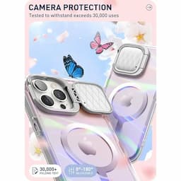 i-Blason Cosmo Series Case for iPhone 15 Pro, 6.1 Inch (2023) with built-in Screen Protector&Magsafe Compatible&Camera Cover,Pink Wave