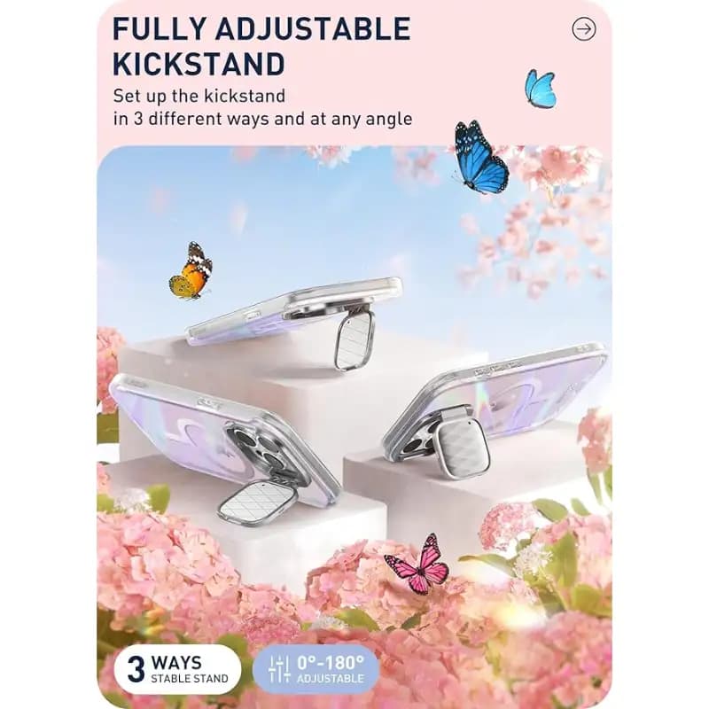 i-Blason Cosmo Series Case for iPhone 15 Pro, 6.1 Inch (2023) with built-in Screen Protector&Magsafe Compatible&Camera Cover,Pink Wave