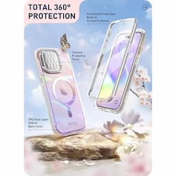 i-Blason Cosmo Series Case for iPhone 15 Pro, 6.1 Inch (2023) with built-in Screen Protector&Magsafe Compatible&Camera Cover,Pink Wave