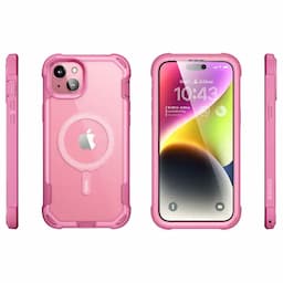 i-Blason Ares Series Clear Case for iPhone 15 Plus, 6.7 Inch (2023) with built-in Screen Protector and MagSafe Compatible,Pink