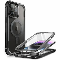 i-Blason Ares Series Clear Case for iPhone 15 Pro Mac, 6.7 Inch (2023) with built-in Screen Protector and MagSafe Compatible,Black