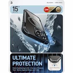 i-Blason Ares Series Clear Case for iPhone 15 Pro Mac, 6.7 Inch (2023) with built-in Screen Protector and MagSafe Compatible,Black