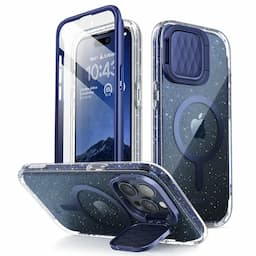 i-Blason Cosmo Series Case for iPhone 15 Pro Max, 6.7 Inch (2023) with built-in Screen Protector&Magasfe Compatible&Camera Cover,Blue Glitter