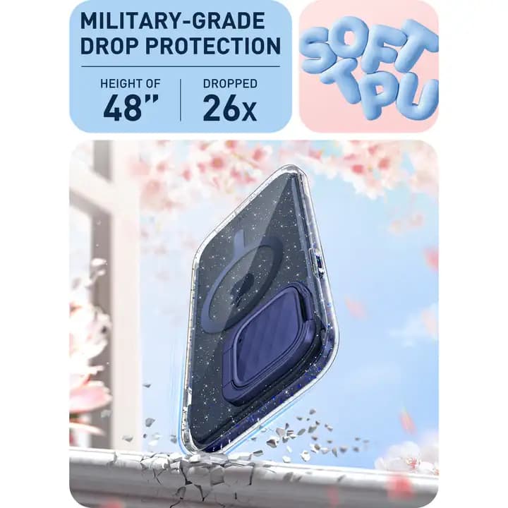 i-Blason Cosmo Series Case for iPhone 15 Pro Max, 6.7 Inch (2023) with built-in Screen Protector&Magasfe Compatible&Camera Cover,Blue Glitter