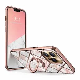 i-Blason Cosmo Snap Case Designed for iPhone 13 Pro 6.1 inch 2021 Release, Slim with Built-in 360 deg Rotatable Ring Holder Kickstand Supports Car Mount, Marble