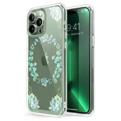 i-Blason Halo Case for iPhone 13 Pro Max 6.7 inch 2021 Release, Slim Clear Case with TPU Inner Bumper Laurel, Black