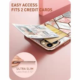 i-Blason Thermoplastic Polyurethane Cosmo Wallet Case For Iphone 13 Pro 6.1 Inch 2021 Release, Slim Designer Wallet Protective Case With Card Holder, Marble