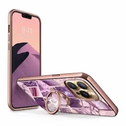 i-Blason Thermoplastic Polyurethane Cosmo Snap Case Designed For Iphone 13 Pro Max 6.7 Inch, Slim With Built-In 360 deg Rotatable Ring Holder Kickstand Supports Car Mount, Ameth