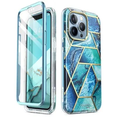 i-Blason Thermoplastic Polyurethane Cosmo Series Case For Iphone 13 Pro 6.1 Inch 2021 Release, Slim Full-Body Stylish Protective Case With Built-In Screen Protector Ocean, Blue
