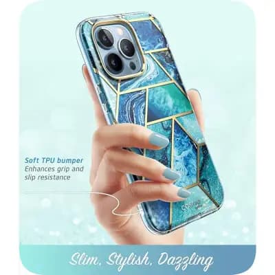 i-Blason Thermoplastic Polyurethane Cosmo Series Case For Iphone 13 Pro 6.1 Inch 2021 Release, Slim Full-Body Stylish Protective Case With Built-In Screen Protector Ocean, Blue