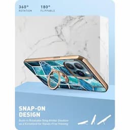 i-Blason Thermoplastic Polyurethane Cosmo Snap Case Designed For Iphone 13 Pro Max 6.7 Inch, Slim With Built-In 360 deg Rotatable Ring Holder Kickstand Supports Car Mount, Ocean