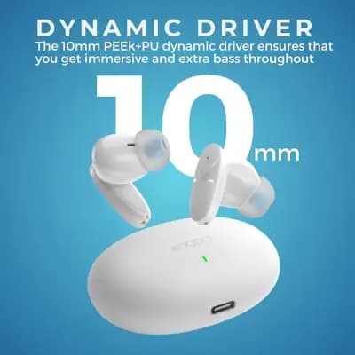 IKODOO Buds Z Neo Truly Wireless in-Ear Earbuds with Mic, AI-ENC, Upto 28 Hrs Playtime, 10mm Bass Drivers, Bluetooth 5.3, Quick Pair, IPX4, Type-C, Fast Charging-(10 Min = 90 Min), White