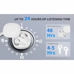IKODOO Buds X ANC in-Ear Earbuds with Mic, AI-ENC, Upto 24 Hrs Playtime, 10mm Bass Drivers, Bluetooth 5.3, Voice Command, IPX4, Type-C, Fast Charging-(10 Min = 90 Min), White