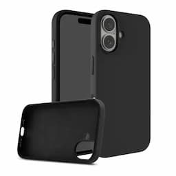 MOBUSA Liquid Silicone Case for iPhone 16 with Aluminum Camera Ring And Buttons, Black