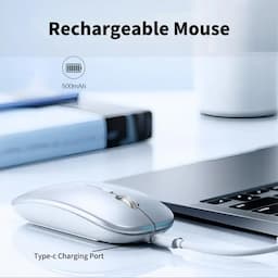 Offbeat Dash LITE Wireless Bluetooth Mouse, Multi-Device Dual Mode, Rechargeable Silent Click Buttons, 3 Adjustable DPI, Silver