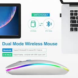 Offbeat Dash Pro, Wireless Dual Bluetooth Mouse for Windows, IOS, Android, Linux, Laser Optic Sensor, Black & Silver