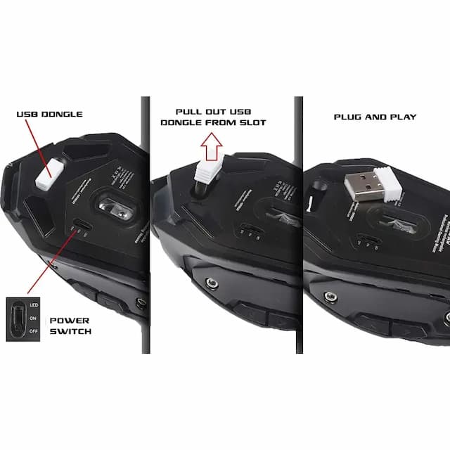 Offbeat Ripjaw Wireless Gaming Mouse for Window/ios/android/linux, Laser Optic Sensor, 7D Buttons, Black