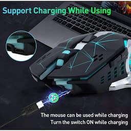 Offbeat Ripjaw Alpha bt Bluetooth gaming mouse for Window/ios/android/linux, 8D Buttons, Laser Optic Sensor, Black
