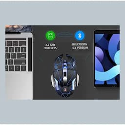 Offbeat Ripjaw Alpha bt Bluetooth gaming mouse for Window/ios/android/linux, 8D Buttons, Laser Optic Sensor, Black