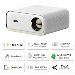Wanbo X5 LCd Protable Projector,1100 ANSI Lumens, 1080P Native Resolution, White