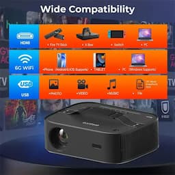 WZATCO Alpha 2 Max (Dark Edition), Native 1080P Fully Automatic 4K HDR Projector, 1000 ANSI Lumens, (Intelligent OA + Screen Fit), HDMI ARC, Android 9, BT 5.1, WiFi 6, Dolby