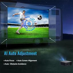 WZATCO Alpha X Projector, 9000 Lumens, 1080P Resolution, 4K HDR And HLG Content, HDMI ARC, Wifi-6, BT, 2GB RAM, Quad Core CPU, Black