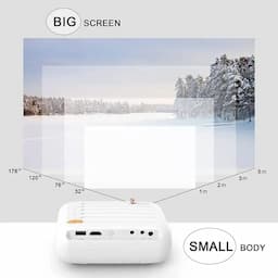 WZATCO Pixel, Portable LED Projector, Native 720p Full HD 1080P Support, 250 ANSI, LTPS Technology, 176" Max Screen, Home & Outdoor Cinema, Compatible with 4K TV Stick, PC