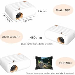 WZATCO Pixel, Portable LED Projector, Native 720p Full HD 1080P Support, 250 ANSI, LTPS Technology, 176" Max Screen, Home & Outdoor Cinema, Compatible with 4K TV Stick, PC