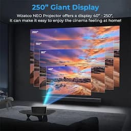 WZATCO Neo, Fully Automatic, Full HD Native 1080P, 4K HDR Android Projector for Home, 8200 Lumens, (Auto Focus + Auto Keystone), HDMI ARC, Dual WiFi & BT, YouTube, Netflix, Prime & More | Yuva Series
