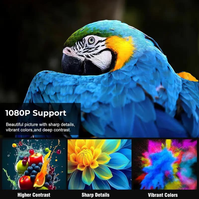 WZATCO Pixel Plus, 390 Ansi Lumens, Native 720p with Full HD 1080P Support, 176" Max Screen, 1 Speaker, Remote Controller Projector, Green