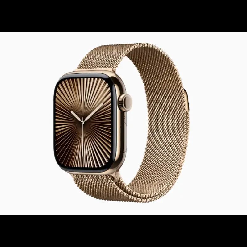 Apple Watch 10 MX083HN and A 42mm GPS + Cellular, Gold Titanium Case, Gold Milanese Loop, watchOS11