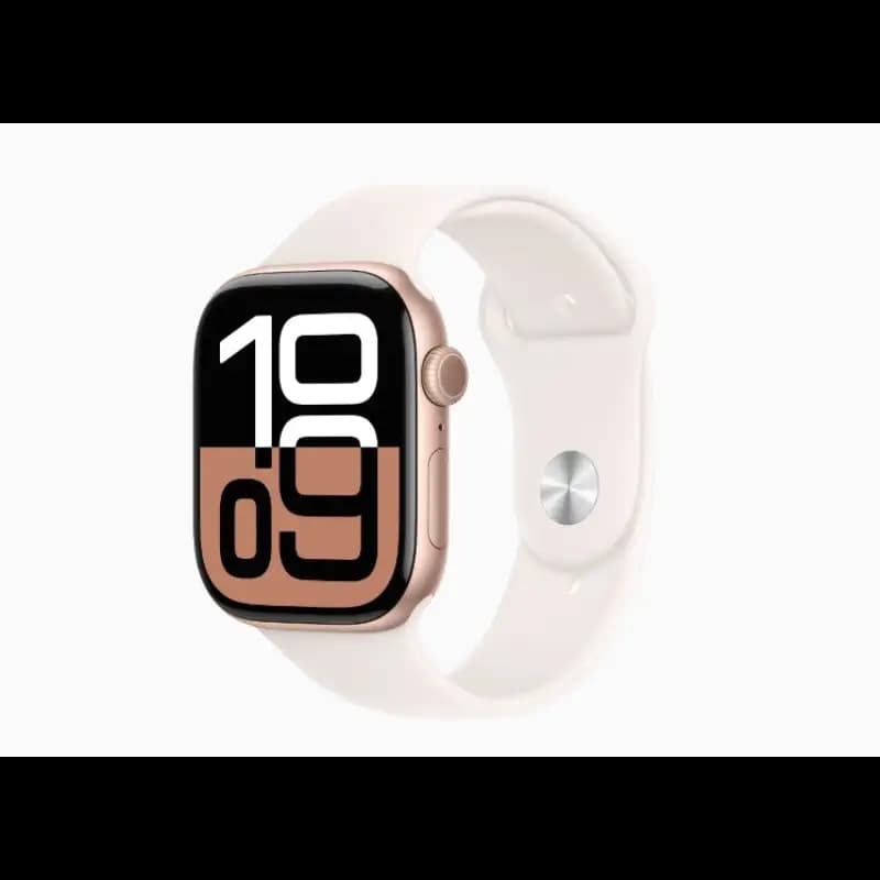 Apple Watch 10 MWY63HN and A 46mm GPS + Cellular, Rose Gold Aluminium Case, Light Blush Sport Band, watchOS11, S and M