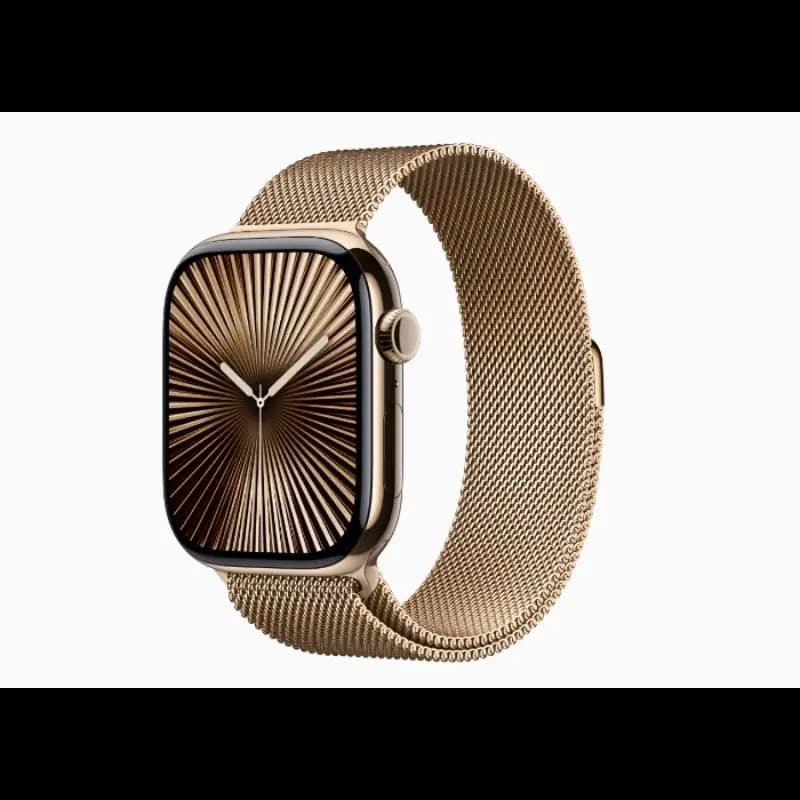 Apple Watch 10 MX003HN and A 46mm GPS + Cellular, Gold Titanium Case, Gold Milanese Loop, watchOS11, M and L