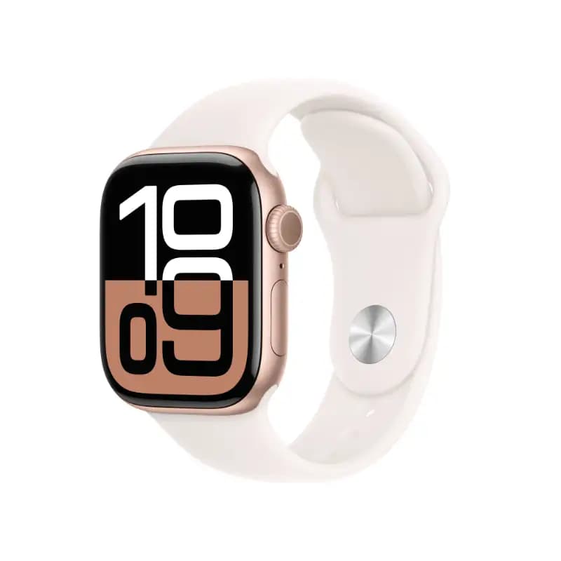 Apple Watch 10 MWWH3HN and A 42mm GPS, Rose Gold Aluminium Case, Light Blush Sport Band, watchOS11, S and M