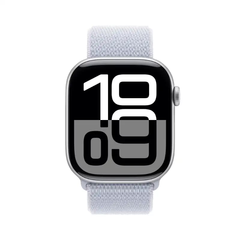Apple Watch 10 MWWN3HN/A 46mm GPS, Silver Aluminium Case, Blue Cloud Sport Loop, watchOS11